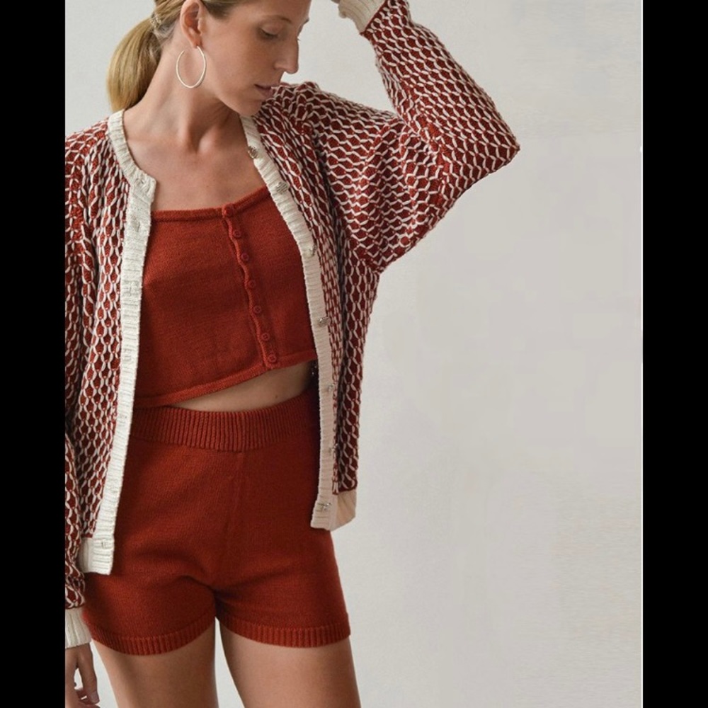 Kordal Francis cardigan in rust/cream size S